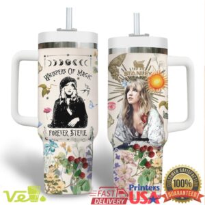 Stevie Nicks Whispers of Magic Forever Stevie Vintage Floral Gifts for Fans Stainless Steel Insulated Tumbler