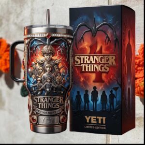 Stranger Things 4 Eleven Friends Don't Lie Vintage Retro TV Gift Stainless Steel Insulated Tumbler