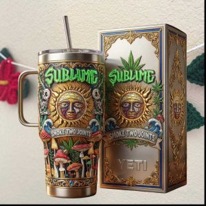 Sublime Smoke Two Joints Sun & Mushroom Psychedelic 3D Art Tumbler