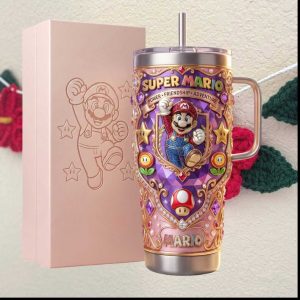 Super Mario Bros Princess Peach Edition Jeweled 3D Video Game Tumbler