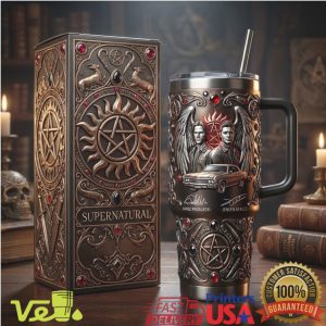 Supernatural Winchester Brothers Carved Bronze Style 40oz Tumbler