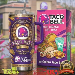 Taco Bell Live Mas Heritage Edition 40oz Tumbler Purple Logo Design