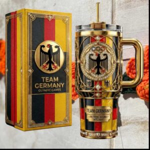 Team Germany Olympic Games Est 1896 Eagle Crest Gold Edition 20oz Souvenir Stainless Steel Insulated Tumbler