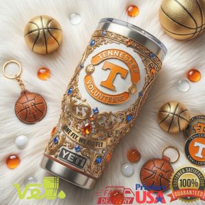 Tennessee Volunteers One Fly We All Fly NCAA Basketball Orange Leather Fan Tumbler