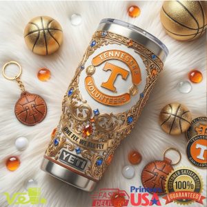 Tennessee Volunteers One Fly We All Fly NCAA Basketball Orange Leather Fan Tumbler