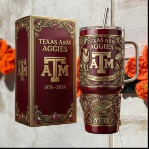 Texas A&M Aggies 150th Anniversary 1876 2026 College Alumni Sports Gift Stainless Steel Insulated Tumbler