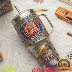 The Dukes of Hazzard General Lee 01 Car Retro Vintage 3D Effect Stainless Steel Insulated Tumbler