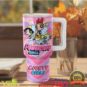 The Powerpuff Girls Super Heroes Mighty Girls Pink Retro 20oz Kids Stainless Steel Insulated Tumbler