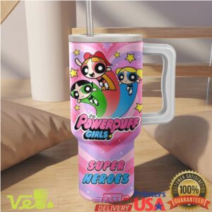 The Powerpuff Girls Super Heroes Mighty Girls Pink Retro 20oz Kids Stainless Steel Insulated Tumbler