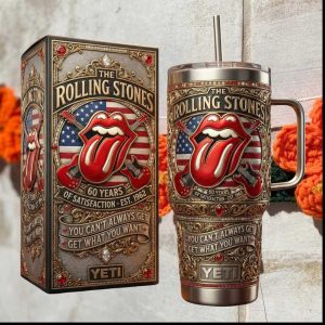 The Rolling Stones 60 Years of Satisfaction Gold Filigree 40oz Tumbler