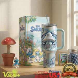 The Smurfs Mushroom House Smurfette Papa Smurf Retro Classic Cartoon Fan Stainless Steel Insulated Tumbler