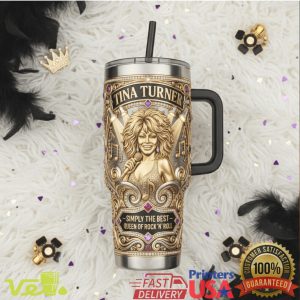Tina Turner Simply The Best Queen of Rock N Roll Gold Filigree 40oz Tumbler
