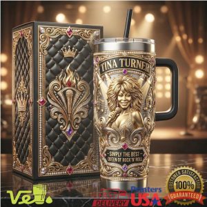 Tina Turner Simply The Best Queen of Rock N Roll Gold Filigree 40oz Tumbler