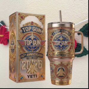 Top Gun 40th Anniversary 1986 2026 Maverick Fighter Jet 20oz Fan Gift Tumbler