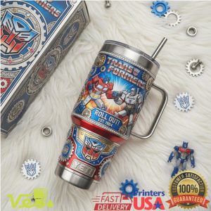 Transformers Optimus Prime vs Megatron 40oz Tumbler with Handle