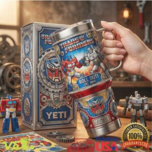 Transformers Roll Out 1984 Optimus Prime vs Megatron Retro Robot Stainless Steel Insulated Tumbler