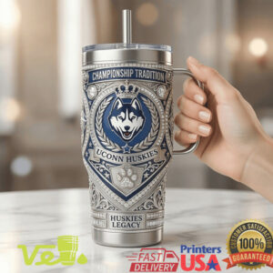UConn Huskies Legacy Championship Tradition Silver and Blue College Sports Tumbler