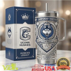 UConn Huskies Legacy Championship Tradition Silver and Blue College Sports Tumbler