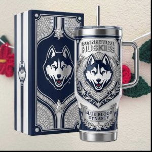 UConn Huskies Blue Blood Dynasty Luxury 40oz Tumbler Diamond White & Navy
