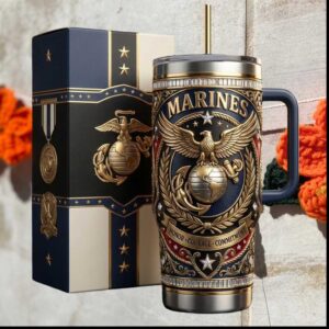US Marine Corps USMC EGA Eagle Globe and Anchor Military Gift Stainless Steel Insulated Tumbler