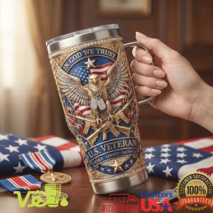 US Veteran In God We Trust Military Honor Service Sacrifice Retro Men Tumbler