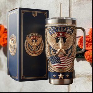 United States Military Veterans Honor Courage Sacrifice American Flag Patriot Gift Stainless Steel Insulated Tumbler