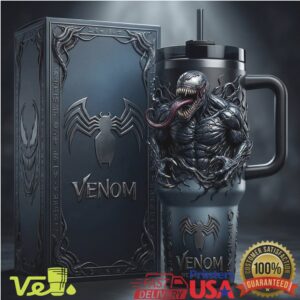 Venom Marvel Symbiote 3D Style Comic Book Villain Fan Art Stainless Steel Insulated Tumbler