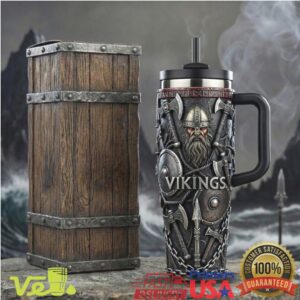 Vikings Norse Mythology Warrior Valknut Ancient Rune Medieval Fantasy Gifts Men Stainless Steel Insulated Tumbler
