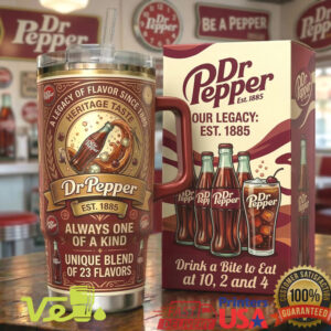 Vintage Dr Pepper Est. 1885 Heritage 40oz Tumbler with Handle