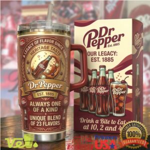 Vintage Dr Pepper Est. 1885 Heritage 40oz Tumbler with Handle