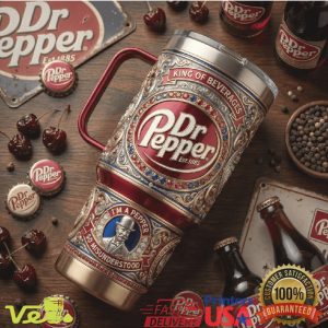 Vintage Dr Pepper King of Beverages 40oz Tumbler with Handle