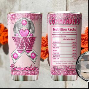 Washington Commanders Breast Cancer Awareness Nutrition Facts Tumbler