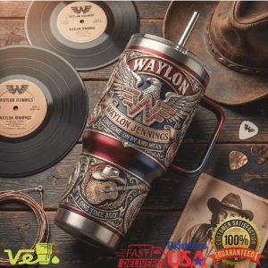 Waylon Jennings Outlaw Country Tribute 40oz Insulated Tumbler with Handle