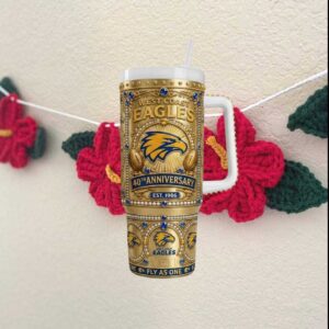 West Coast Eagles 40th Anniversary Gold Jeweled Edition 1986 2026 Fan Tumbler