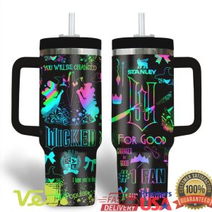 Wicked The Musical Changed For Good Neon Silhouette Custom 40oz Tumbler