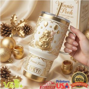 Winnie the Pooh 100th Anniversary YETI Tumbler Friends Forever Gold White Edition