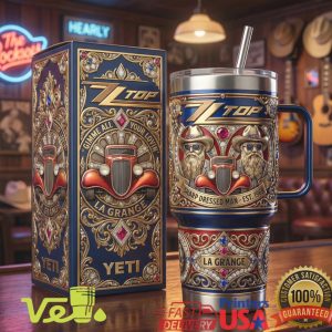 ZZ Top Sharp Dressed Man 40oz Tumbler La Grange Texas Rock Embossed Style