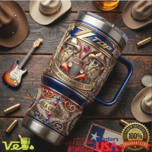 ZZ Top Sharp Dressed Man 40oz Tumbler La Grange Texas Rock Embossed Style