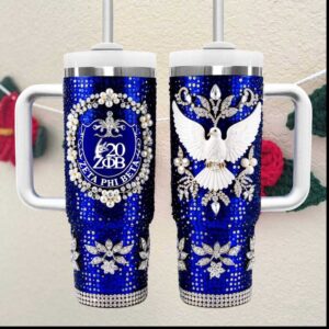Zeta Phi Beta Sorority Royal Blue Jeweled Dove Sisterhood Gift Tumbler