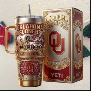Oklahoma Sooners Boomer Sooner Est. 1890 Crimson & Gold Luxury Yeti Tumbler