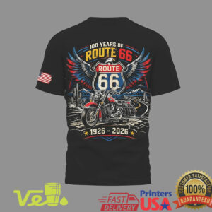 100 Years of Route 66 Anniversary 1926 2026 Motorcycle Team Vintage Road Trip T Shirt