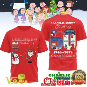A Charlie Brown Christmas 60th Anniversary 1965 2025 Charles M. Schulz Holiday Graphic T Shirt