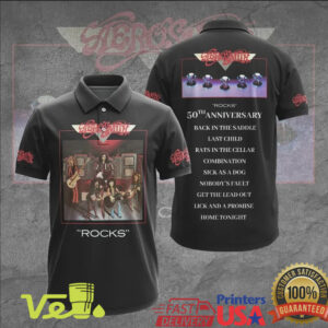 Aerosmith Rocks 50th Anniversary Official Tour Tracklist Vintage Style Classic Rock T Shirt