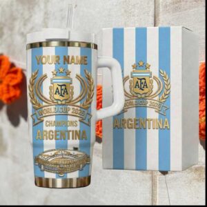 Argentina World Cup 2026 Champions AFA Soccer Personalized Tumbler
