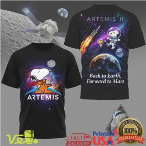 Artemis II Mission Snoopy Astronaut Back To Earth Forward To Mars Space T Shirt