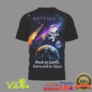 Artemis II Mission Snoopy Astronaut Back To Earth Forward To Mars Space T Shirt
