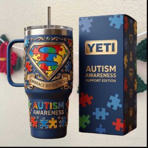 Autism Awareness Embrace Differences Support 2026 Superhero Shield Tumbler Autism Awareness Embrace Differences Support 2026 Superhero Shield Tumbler