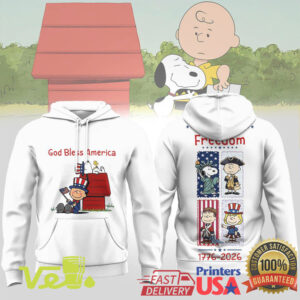 Charlie Brown God Bless America 250th Freedom Anniversary 1776 2026 Patriotic Peanuts Graphic T Shirt