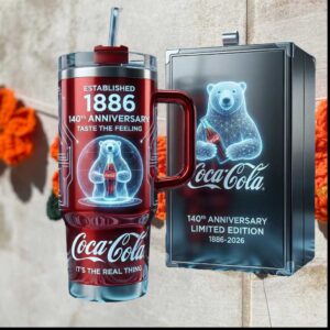 Coca Cola 140th Anniversary Cyber Polar Bear 2026 Future Tech Tumbler