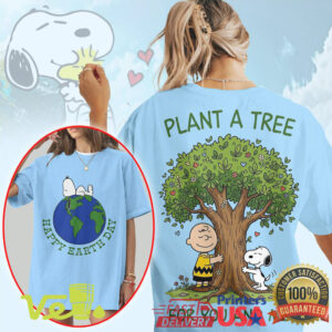 Happy Earth Day Plant A Tree For You And Me Snoopy Charlie Brown T Shirt